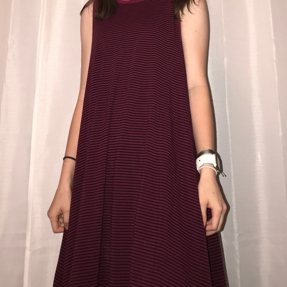 maroon striped dress